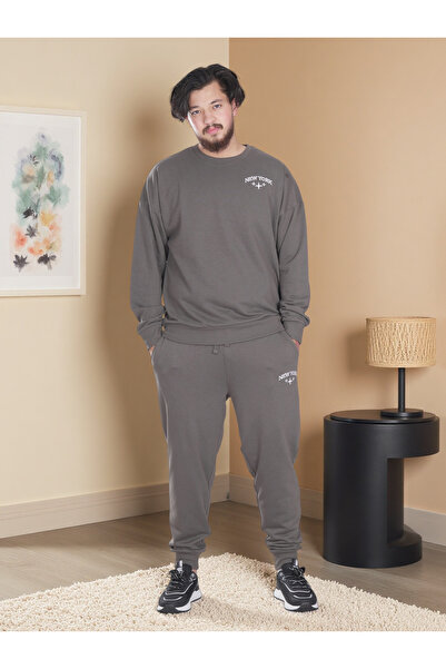 Finelook Men’s New York Printed Fleece Tracksuit – Winter Sweatshirt & Joggers