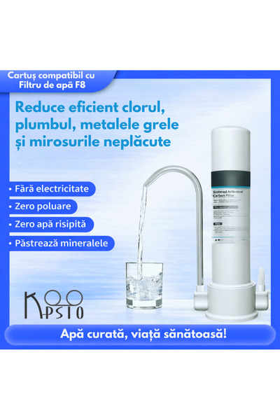 Koopsio Cartus filtru apa F8, Compatibil cu Filtru de Apa F8 cu 5 Etape de Filtrare