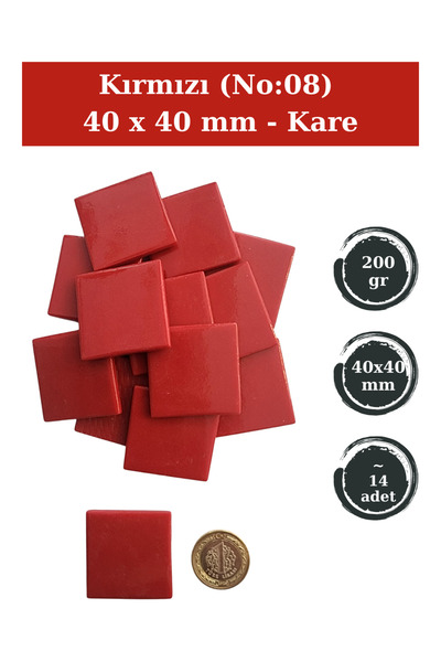 Zen Mozaik Sanatsal Mozaik Çalışmalarınız için 40x 40 mm Kare - Cam Mozaik Ta...