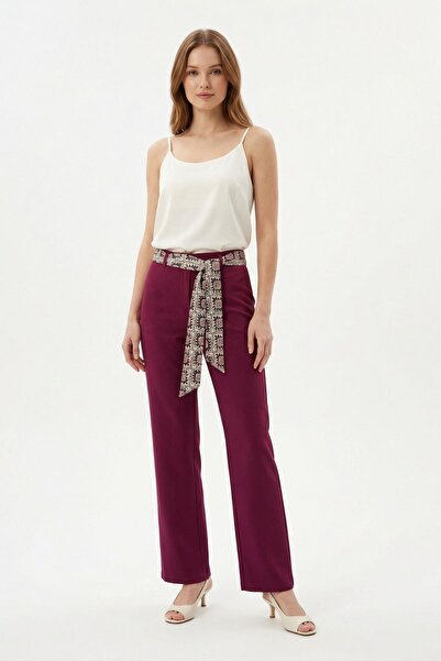 Rays 8372A Scarf Detail Trousers Plum