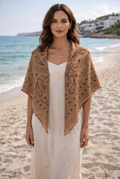 ANBLYs COLLECTION Ethnic D Patterned Self-Fabricated Shawl with Edges Tassele...