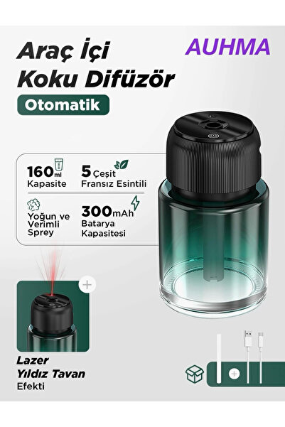 auhma AF-10 Araç İçi Nemlendirici ve Aromaterapi Cihazı Abanoz Ağacı