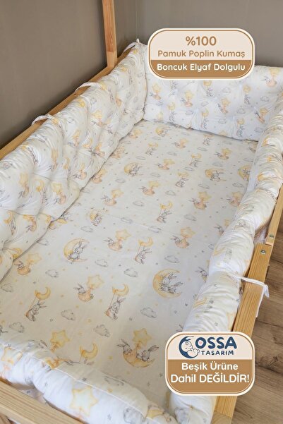 yasetex tasarım Montessori ve Beşik İçin 4 Kenar Koruma Seti Pamuk Kumaş Tavs...
