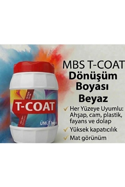 mbs kimya T-Coat Yeni Nesil Dönüşüm Boyası (Beyaz) Ahşap-Cam-Plastik-Duvar-Fa...