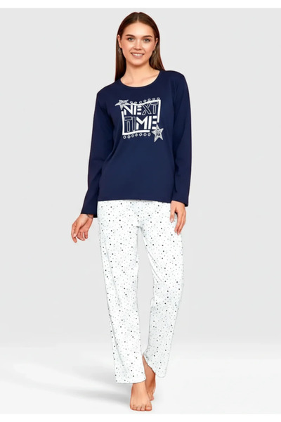 Serena Women's pajamas, with long sleeves and long Cotton pants, Next Time print