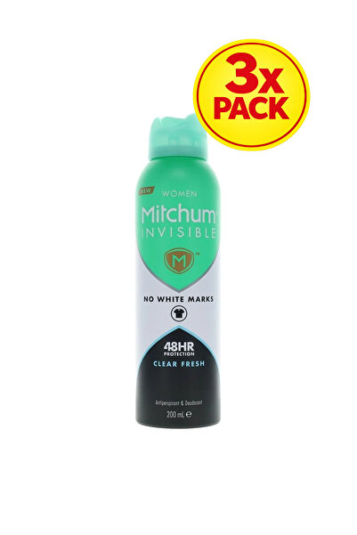 Mitchum 3x PACK Invisible Clear Fresh, Hydrating 48H, Deodorant Spray, For Wo...