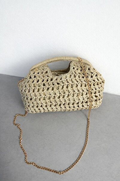 Millacom Imported Wicker Basket with Bag Gold Chain Straps