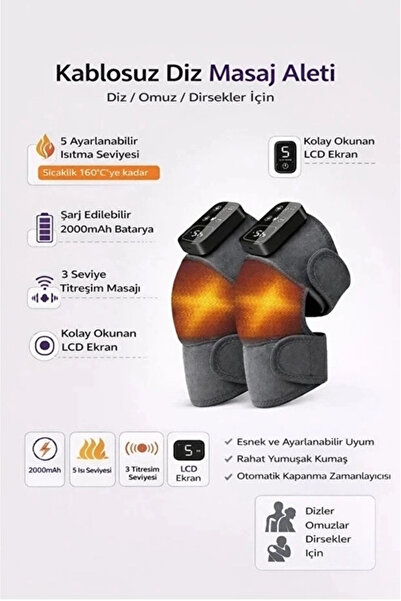 Genel Markalar Yellowtech 2’li Isıtmalı Titreşimli Diz Masaj Aleti Kablosuz K...
