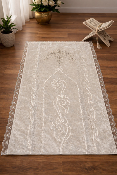 Hig Store French Guipure Lace Embroidered Dowry Mat for Bride and Groom E Fib...