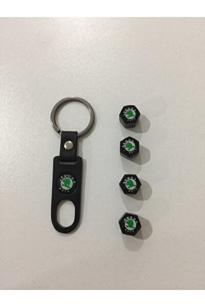 Smart Garage Skoda Plastic Valve Cover and Keychain Set