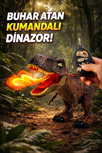 Magicway Işıklı Sesli Buhar Atan Yürüyen Pilli Gerçekçi Oyuncak Dinozor Uzakt...
