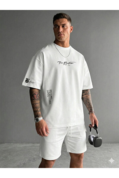 ALİ.COM Unisex Μπλουζάκι The Boston με τύπωμα Crew Neck Βαμβάκι llu oversized