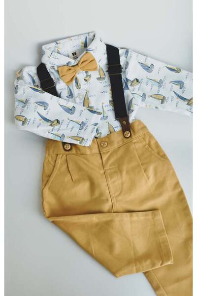 ToffyHouse Sailboat Suspender Pants Set