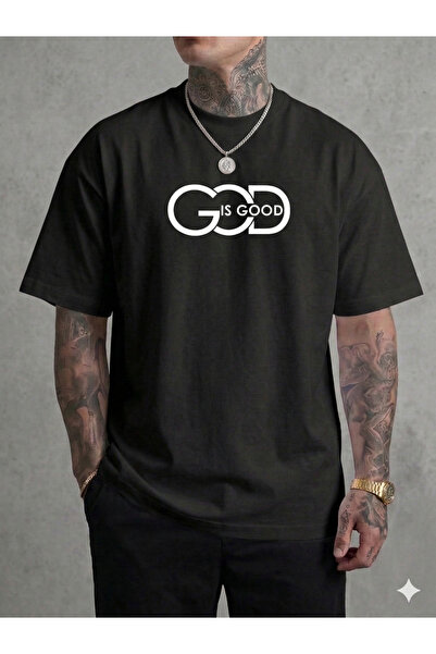 ALİ.COM Unisex GOD IS GOOD με τύπωμα Crew Neck Βαμβάκι llu oversized T-shirt