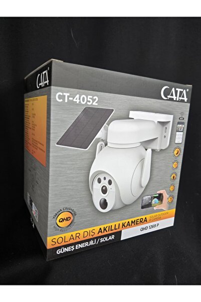 Cata CT-4052 DIŞ MEKAN AKILLI SOLAR WİFİ KAMERA IP65 GÜNEŞ ENERJİSİ İLE ÇALIŞIR