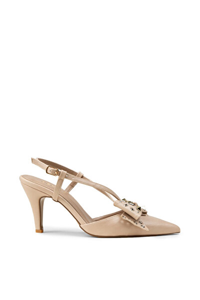 Deery Women's Beige Bow Detail Evening Dress Shoes