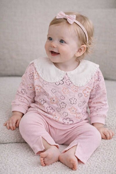 krm kerem bebe Cotton Pcs Lace Collared Spanish Style Baby Girl Dress for Eid