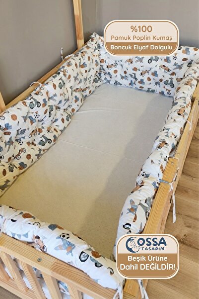 yasetex tasarım Montessori ve Beşik İçin 4 Kenar Koruma Seti Pamuk Kumaş Ucak...