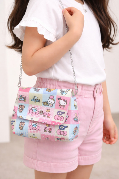 MakeWell Hello Kitty Desenli Çocuk Omuz Çantası Zincir Askılı Pembe Kız Çocuk...