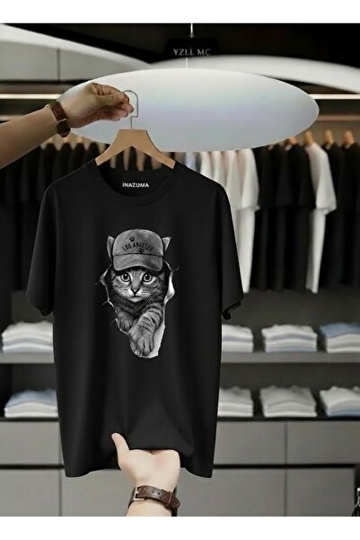 İnazuma Outdoors Unisex Oversized Printed Cotton Crew Neck Short Sleeve Black...