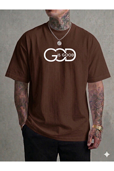 ALİ.COM Unisex GOD IS GOOD με τύπωμα Crew Neck Βαμβάκι llu oversized T-shirt
