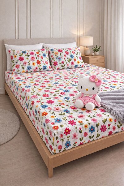 Sheri Home Premium Pamuk Lastikli Çarşaf Seti– Kaymaz Tam Geçmeli Fitted Shee...