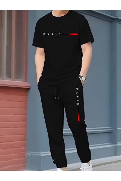 puolikuu Men's Oversized Tracksuit Set - Paris 2/ Printed Tshi̇rt - Eşortman