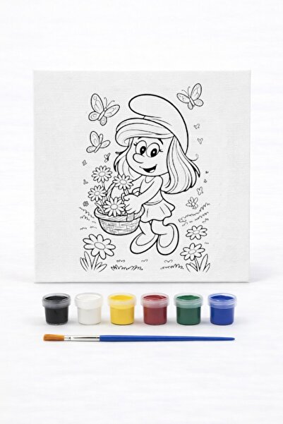 by burcu doğan Görselli Tuval (20x20) Akrilik Boyama Seti Çocuk Etkinlik Seti...