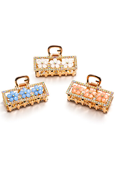 MakeWell Agrafă de păr cu detalii florale și pietre – Agrafă de păr pentru fe...