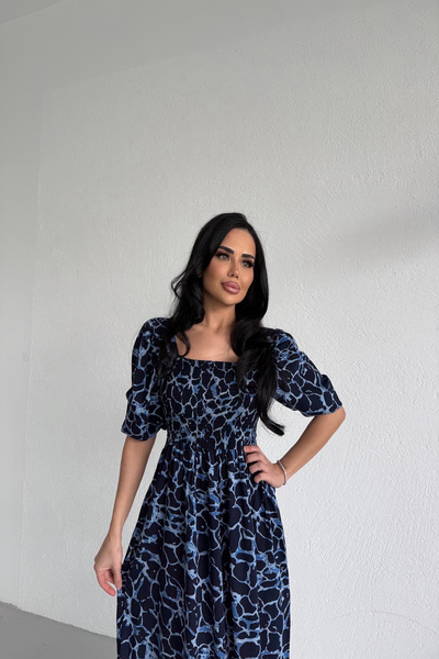 KAMACI BUTİK KARE YAKA KARPUZ KOL DETAYLI ELBİSE STANDART BEDEN (S/M/L/XL) UY...
