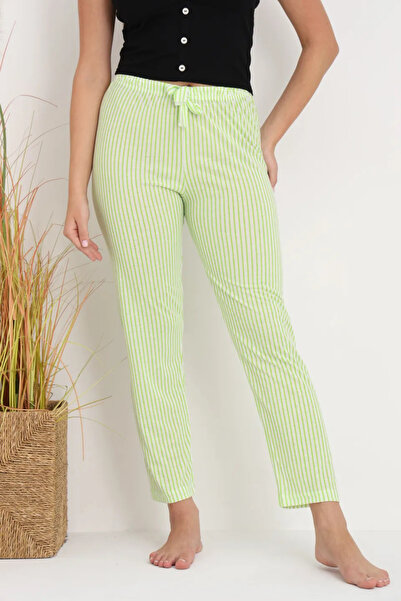 Serena Women's green and white Striped pajama pants, loose fit