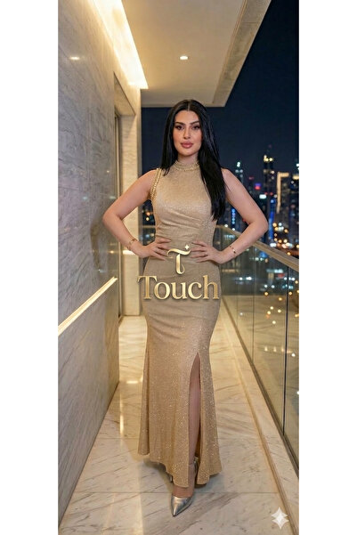 Touch "Glow" evening dress - metallic gold.