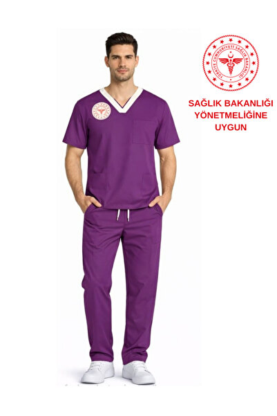 nutrix uniforma Purple Responsible Midwife Uniform Stretch Fabric Scrubs Men'...