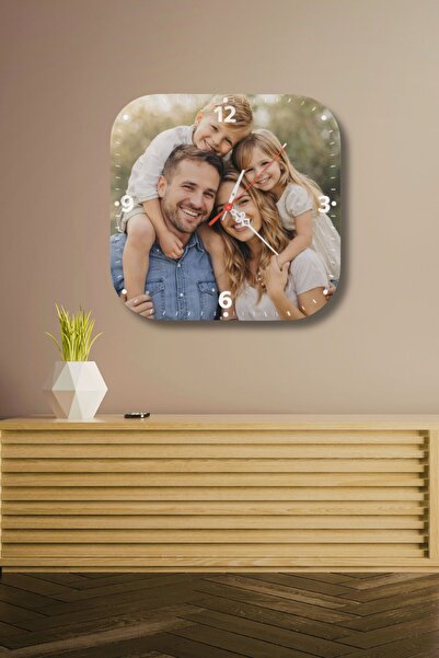 Dekor Özelstudio Kişiye Özel Fotoğraflı MDF Duvar Saati – 28x28 cm Baskılı De...