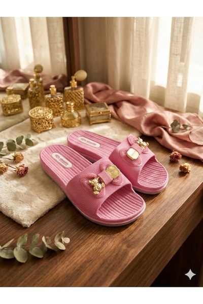 Behtah Kundura فيونك لو كلو تيدي بير منقوش بإبزيم بطانة مانعة للانزلاق لاي بي...