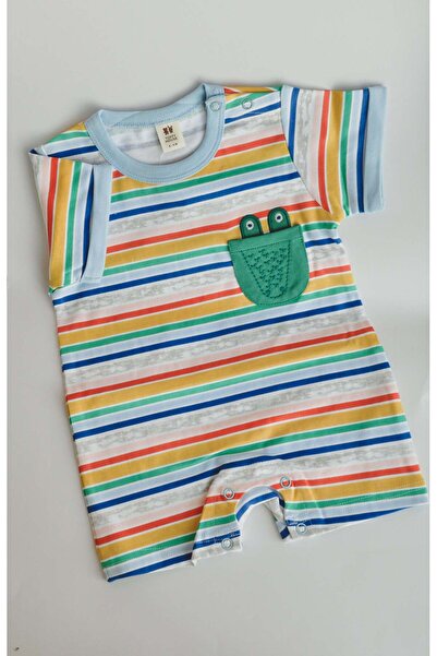 ToffyHouse Baby Striped Short Sleeve Romper with Pocket Detail