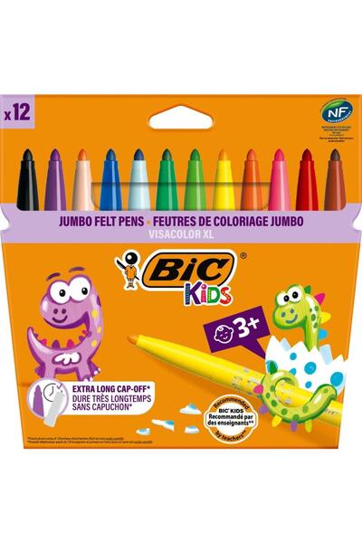 Bic Kids Visa Color XL Washable Felt Tip Crayons 12 Colors