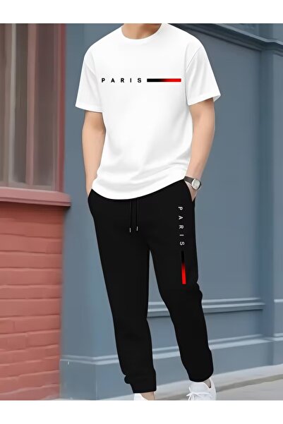 puolikuu Men's Oversized Tracksuit Set - Paris 2/ Printed Tshi̇rt - Eşortman