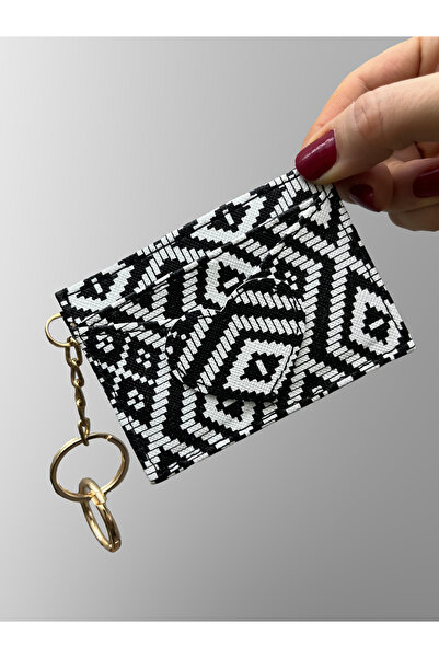 shiny ever Five-Compartment Heart Detailed Ethnic Patterned Black and White C...