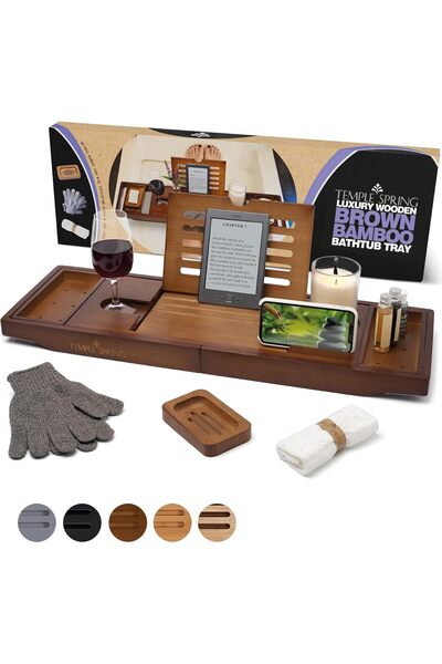 VipDeluXe Temple Spring Premium Bathroom Tub Stand, Bathroom Tub Tray