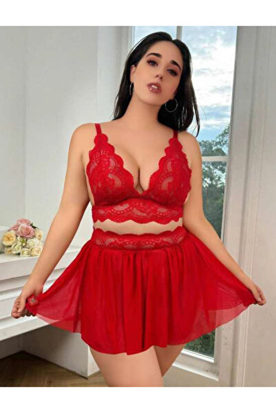 Viselya dantelă Set detaliat de tul piese: fustă și sutien