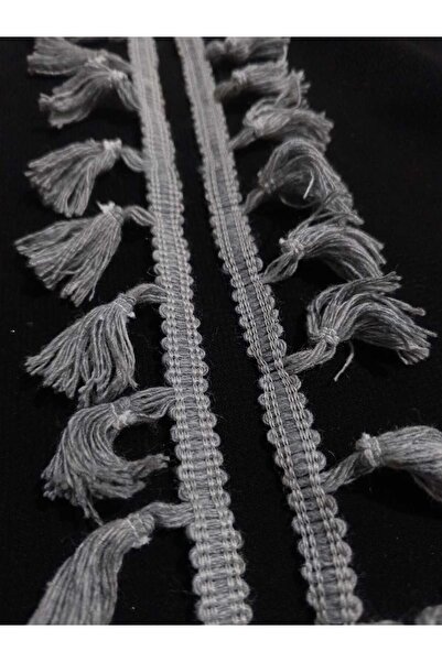 ULUPAMİR شريط حافة مزخرف باللون الرمادي الداكن والأبيض بشرّابات بطول 1 متر