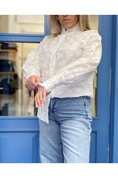 Qualia Butik Kadın Fistolu Dik Yaka Gömlek