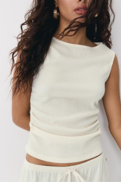 Stradivarius Gathered texture T-shirt