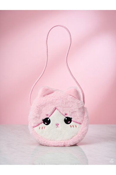 Mollycrush Roz pentru fete pluș geantă Drăguț cu pisică figuri, cu textură mo...