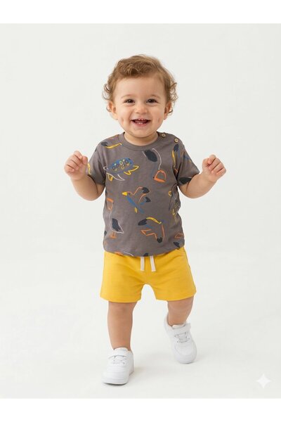 Kids Kingdom Cotton Pieces of Cute Sea Creatures Patterned Baby Boy Set of 2