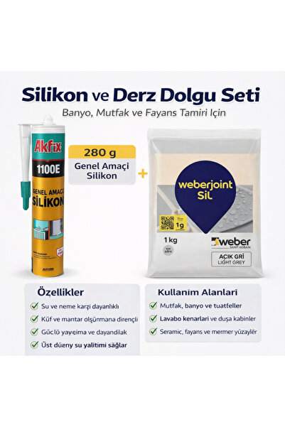 WEBER Akfix 1100E Silikon + Silikonlu Derz Dolgu Seti