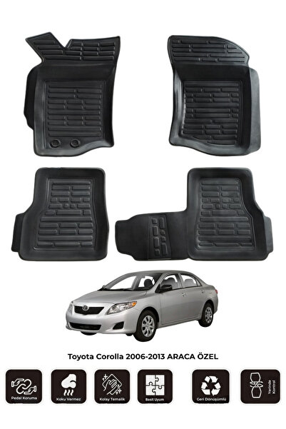 Toyota Corolla 2006-2013 ARACA ÖZEL 3D Havuzlu Oto Paspas 4 Parça Kauçuk Araç Paspası Kaymaz Taban K