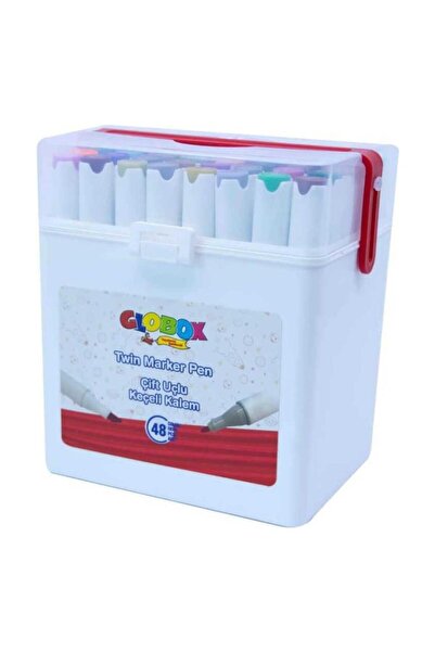 Globox Twin Marker Set Double Tip Felt Tip Pen 48 Colors Plastic Bag Pcs