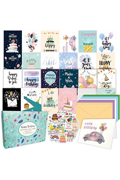 Arabest 50 Pack Happy Birthday Greeting Cards, 4x6 Inch Cards with Envelopes ...